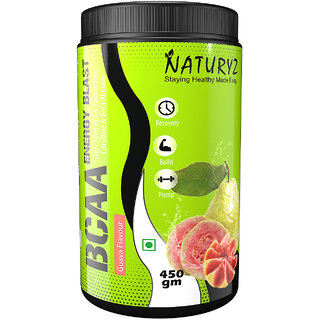                       NATURYZ Instantized BCAA Energy Blast with 7G BCAA, Glutamine, Citrulline  Beta Alanine BCAA (450 g, Guava)                                              