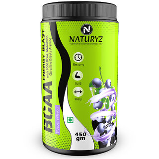 NATURYZ BCAA Energy Blast with 7000 Glutamine, Citrulline Beta Alanine BCAA (450 g, Blueberry) NATURYZ BCAA Energy Blast with 7000 Glutamine, Citrulline Beta Alanine BCAA (450 g, Blueberry)