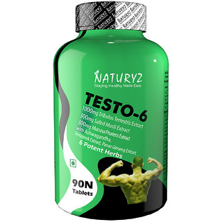                       NATURYZ Testo-6 Plant based Supplement For Men 2100mg for Muscle gain Stamina (90 Tablets)                                              