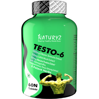                       NATURYZ Testo-6 Plant based Supplement For Men 2100mg for Muscle gain, Stamina  Strength (2100 mg)                                              