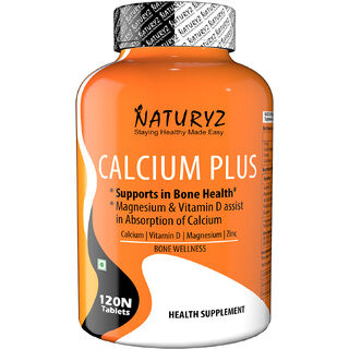                       NATURYZ Calcium Plus Formula With Vitamin D3, Zinc And Magnesium (120 Tablets)                                              