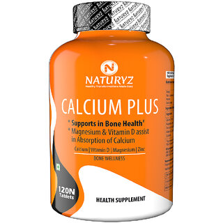                       NATURYZ Calcium Plus Formula With Vitamin D3, Zinc And Magnesium (120 Tablets)                                              