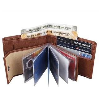                       Pocket Baza Men Tan Artificial Leather Money Clip - Mini (10 Card Slots)                                              