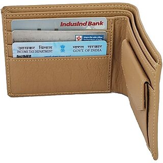                       Pocket Baza Boys Trendy Beige Artificial Leather Money Clip - Mini (5 Card Slots)                                              