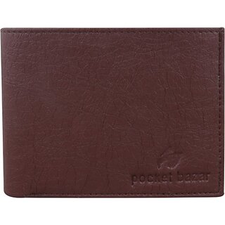                       Pocket Baza Men Brown Artificial Leather Wallet - Mini (5 Card Slots)                                              