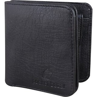                       Pocket Baza Men Trendy Black Artificial Leather Wallet - Mini (7 Card Slots)                                              