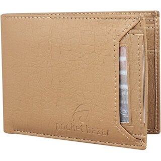                       Pocket Baza Men Trendy Beige Artificial Leather Wallet - Mini (7 Card Slots)                                              