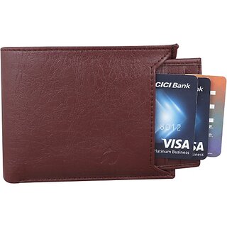                       Pocket Baza Men Trendy Brown Artificial Leather Wallet - Mini (6 Card Slots)                                              