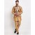 Hey Cross Mens Silk Blend Copper Kurta With Pyjama  Yellow Printed Nehru Jacket