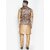 Hey Cross Mens Silk Blend Copper Kurta With Pyjama  Brown Printed Nehru Jacket