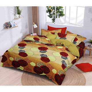 BLACK BEE  Bedsheet with multi checks  floral print 
double bedsheet with 2 Pillow Covers (208 X 213 cm)(BS4-06)