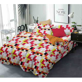 BLACK BEE  Multi color geometric prints 
double bedsheet with 2 Pillow Covers (208 X 213 cm)(BS6-02)