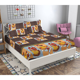                       BLACK BEE  Jaipuri Jaipuri dance print 3D   double bedsheet with 2 Pillow Covers (208 X 213 cm)(BS17-08)                                              