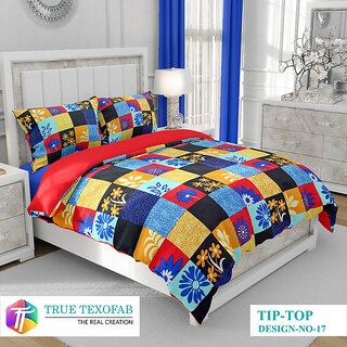                       BLACK BEE  Multi colour checks print   double bedsheet with 2 Pillow Covers (208 X 213 cm)(BS30-04)                                              