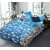 BLACK BEE  White lily flowers on aqua blue base 
double bedsheet with 2 Pillow Covers (208 X 213 cm)(BS-08)