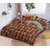 BLACK BEE  Maroon flowers print on brown base double bedsheet with 2 Pillow Covers (208 X 213 cm) (BS4-01)