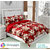 BLACK BEE  White flower print on maroon base double bedsheet with 2 Pillow Covers (208 X 213 cm)(BS32-07)
