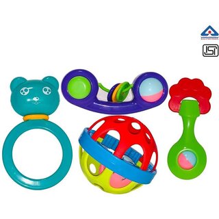 THRIFTKART-4pcs Baby Rattle Teething Toys, Infant Sensory Shaker Grab  Rattles Toy Set, Newborn Infant Toys