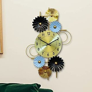                       Amhomedecor Analog 81.3 cm X 20 cm Wall Clock (Multicolor, With Glass, Standard)                                              