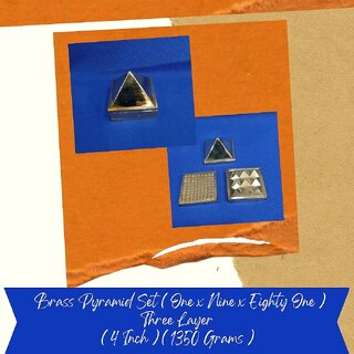                       VSP VASTU SAMADHAN - 207 - BRASS PYRAMID SET ( ONE X NINE X EIGHTY ONE )  THREE LAYER ( 4 Inch ) ( 1350 Gram )                                              