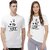 Akaas Couple White Printed Round Neck T-Shirt Pack of 2