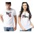 Akaas Couple White Printed Round Neck T-Shirt