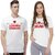 Kryptar Couple White Typography Round Neck T-Shirt Pack of 2