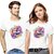 Kryptar Couple White Graphic Print Round Neck T-Shirt Pack of 2