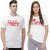 Kryptar Couple White Printed Round Neck T-Shirt Pack of 2