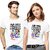 Kryptar Couple White Graphic Print Round Neck T-Shirt Pack of 2
