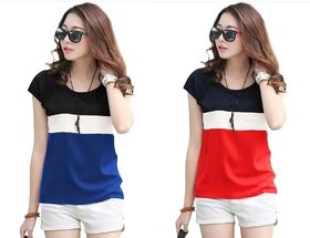 Marvent Women Multicolor Round Neck T-Shirt