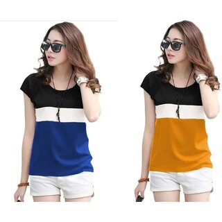                       Marvent Women Multicolor Round Neck T-Shirt                                              
