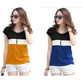                       Marvent Women Multicolor Round Neck T-Shirt                                              