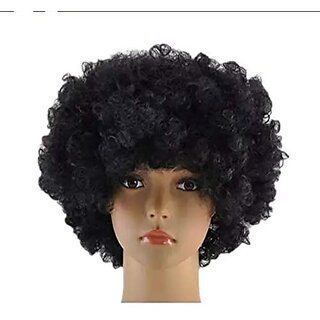                       Afro Curly Wigs Synthetic Hair Short Natural Black                                              