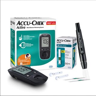                      ACCU-CHEK Active Glucose Monitor with 10 Strips Glucometer                                              
