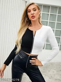 Raabta Fashion Women Black U-Neck Top