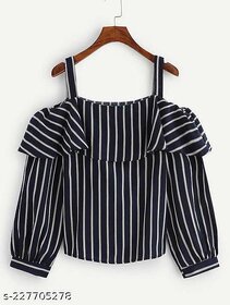 Raabta Fashion Women Black U-Neck Top