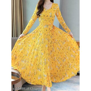                       Raabta Fashion Women Yellow Fit & Flare                                              
