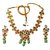 Meena Work Kundan Stone Gold Plated  Pearl Beads Choker Necklace With Earring Jewellery Set