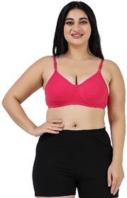 Pink Women's Cotton Rich Non-Padded cloviaa Non-Wired Bra with Double Layered Cups