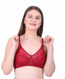 Women Half Coverage Non Padded net Bra(Red)