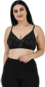 Women Half Coverage Non Padded net Bra(Black)