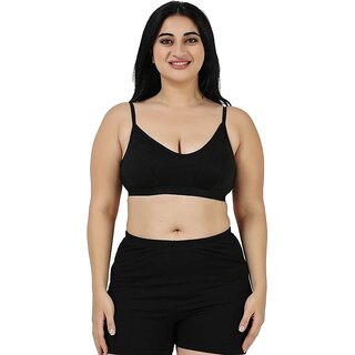                       Black Women's Cotton Non-Padded Underwire Full Coverage Bra                                              