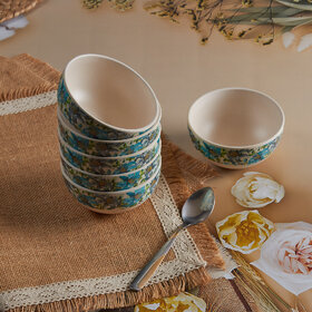 Red Butler Bamboo Fibre Dinner Bowl - a Set of 6 Pieces  4-inch Bowl Featuring a Leaf  Flower Design