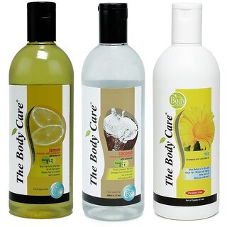 The Body Care Lemon Shampoo, Coconut Shampoo and Egg Shampoo, 400ml Each, Combo