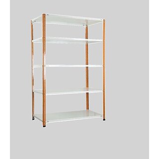                       Spacious Heavy Duty slotted Angle rack (Powder Coating) with Extra Fine Finishing (light Orange Cream colour)LUGGAGE RACK Dimension: 12X24X60 5 Shv (Color Orange angle ivoy shv ) Luggage Rack                                              