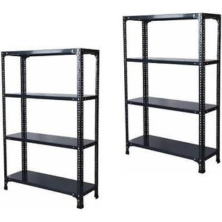                       Spacious CRC Sheet 4 Shelf Multipurpose Slotted Angle Rack , 153378(Grey) Luggage Rack Pack of 2 Luggage Rack                                              