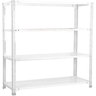                       Spacious Slotted Angle Rack CRC Sheet 4 Shelves Multipurpose High Grade Powder Coating Storage Racks - Color: White | Dimensions: (Size_12X36X78,  4 Self) Luggage Rack Luggage Rack Luggage Rack Luggage Rack                                              