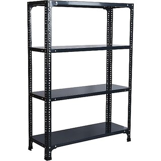                       Spacious CRC Sheet 4 Shelf Multipurpose Slotted Angle Rack , 122487(Grey) Luggage Rack Luggage Rack                                              