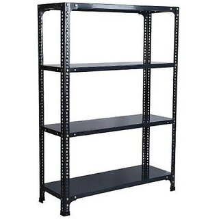                       Spacious CRC Sheet 4 Shelf Multipurpose Slotted Angle Rack , 123360(Grey) Luggage Rack Luggage Rack                                              